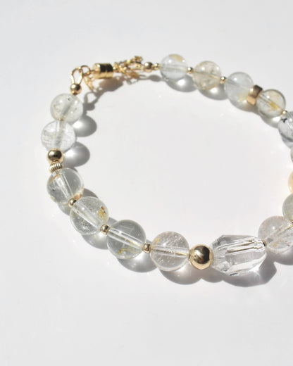 14KGF〈Rounda-Bracelet-〉White topaz
