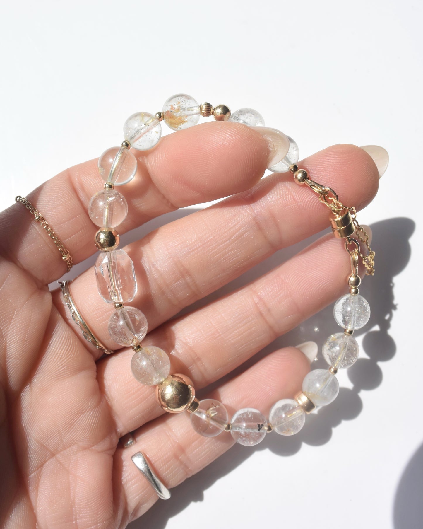 14KGF〈Rounda-Bracelet-〉White topaz