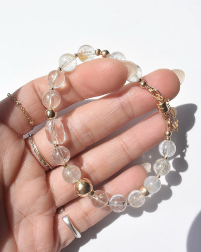 14KGF〈Rounda-Bracelet-〉White topaz