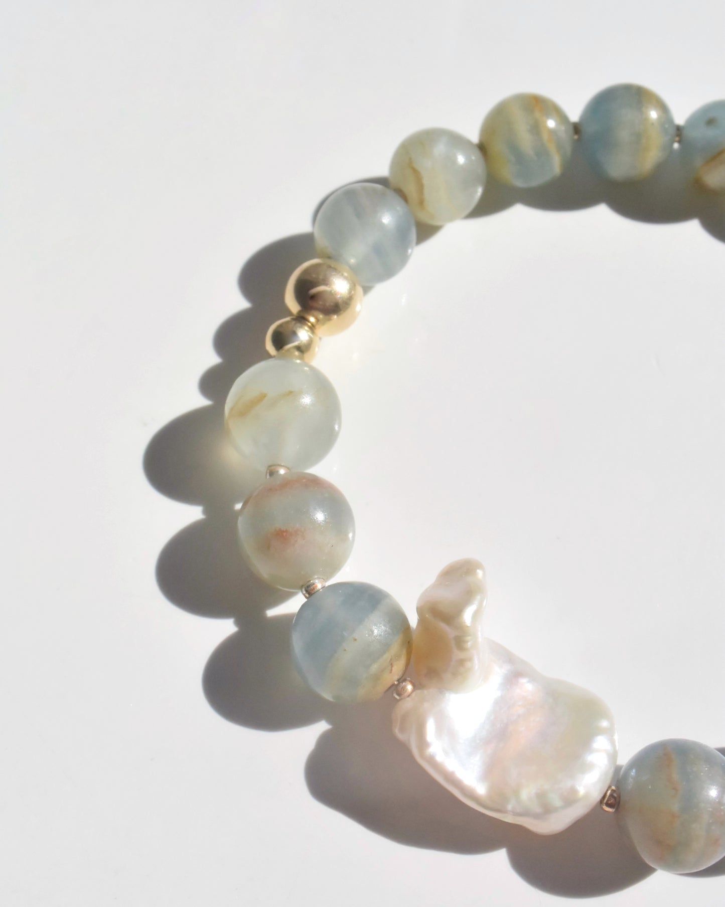14KGF〈Rounda-Bracelet-〉Blue Calcite