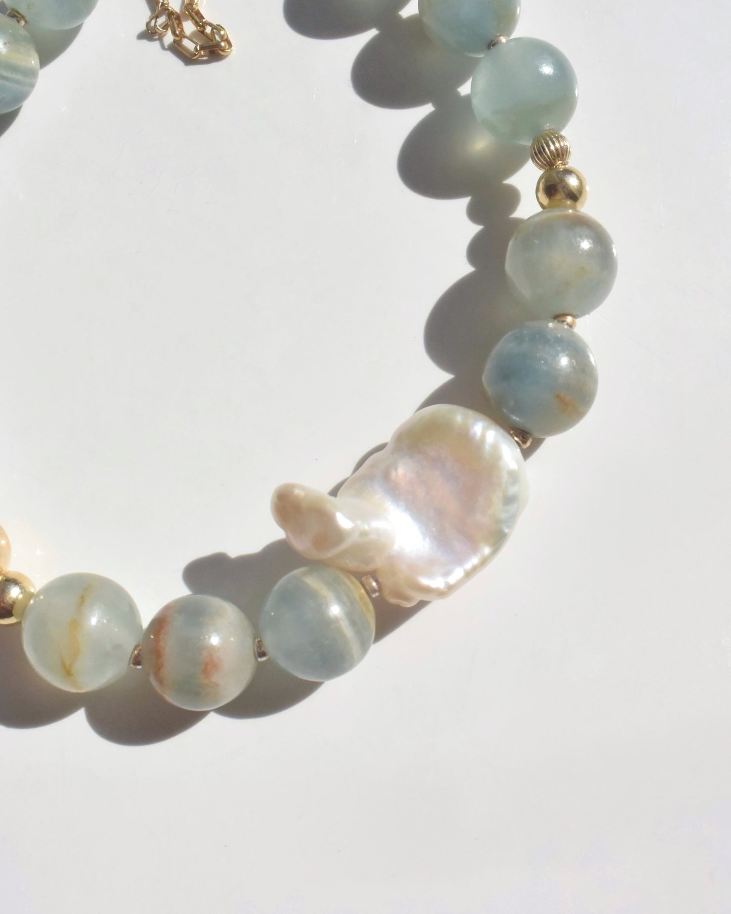 14KGF〈Rounda-Bracelet-〉Blue Calcite