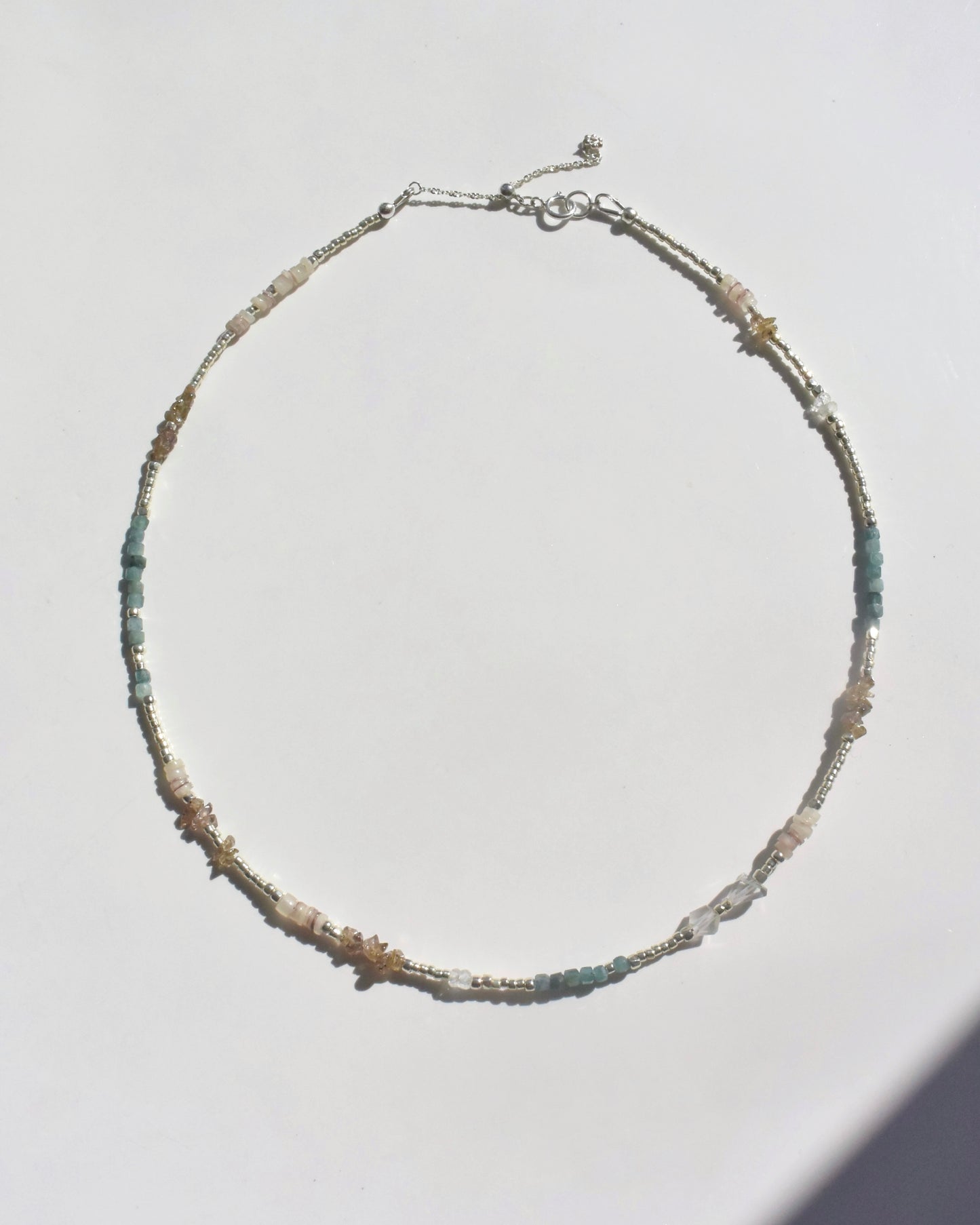 Silver〈Earthing beads Necklace〉Blue tourmaline