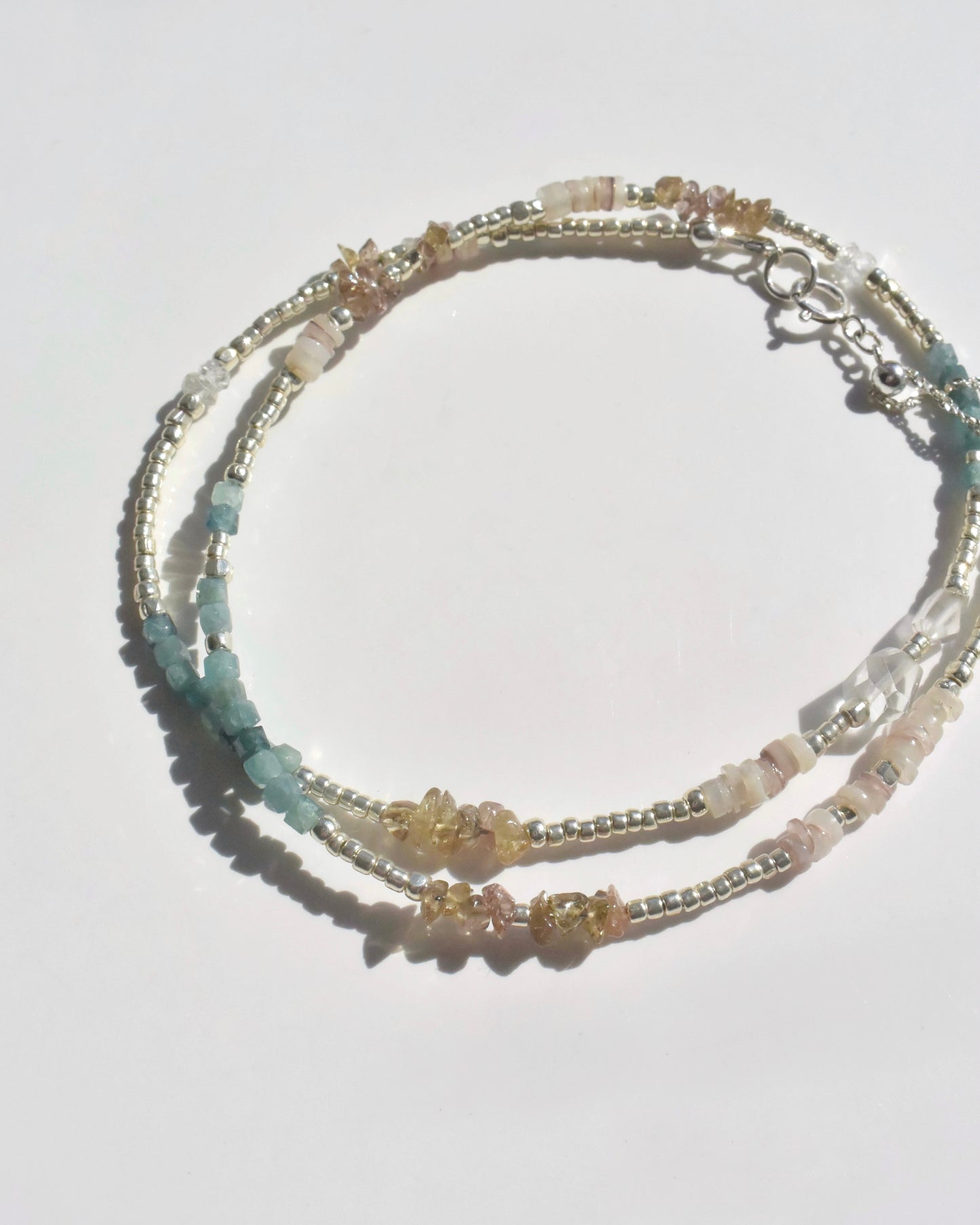 Silver〈Earthing beads Necklace〉Blue tourmaline