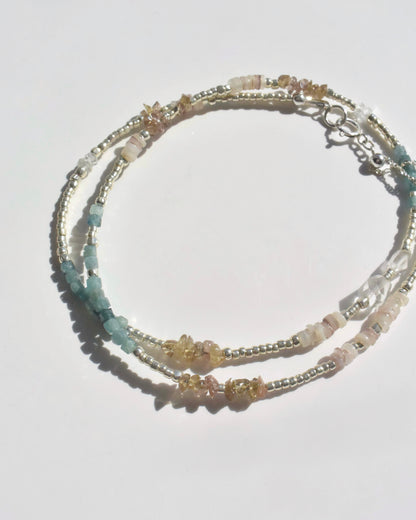 Silver〈Earthing beads Necklace〉Blue tourmaline