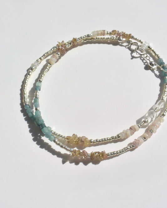 Silver〈Earthing beads Necklace〉Blue tourmaline