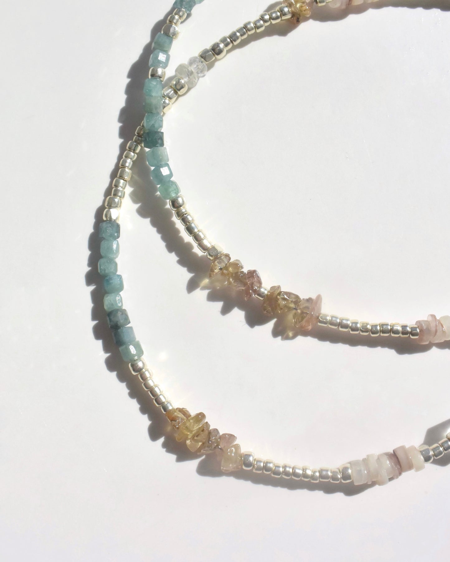 Silver〈Earthing beads Necklace〉Blue tourmaline
