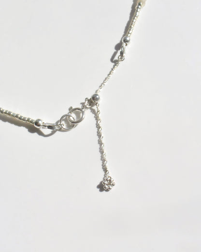 Silver〈Earthing beads Necklace〉Blue tourmaline
