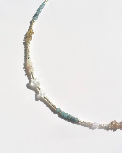 Silver〈Earthing beads Necklace〉Blue tourmaline