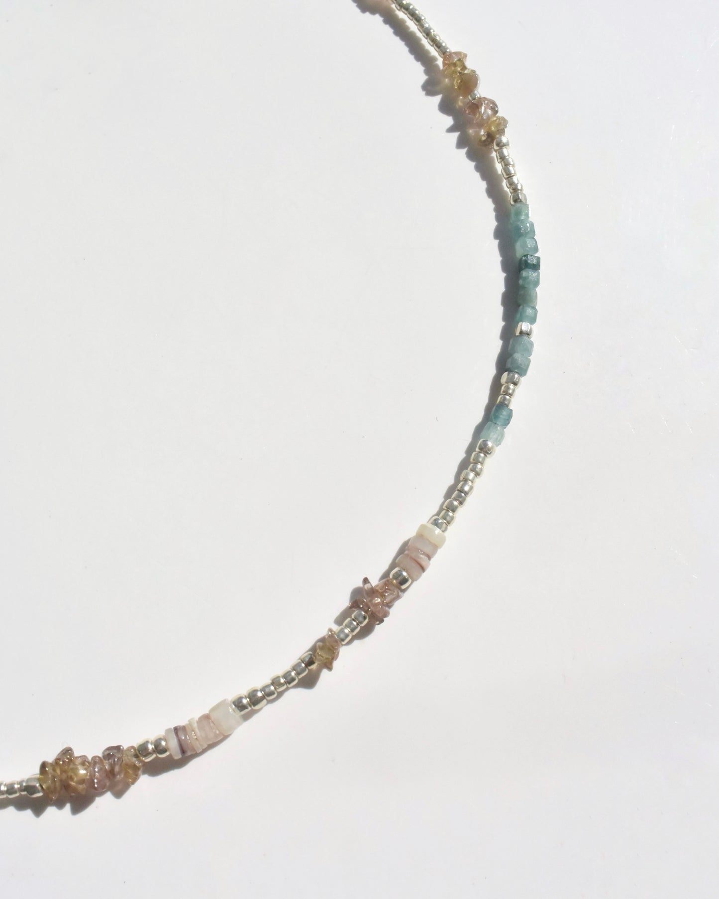 Silver〈Earthing beads Necklace〉Blue tourmaline
