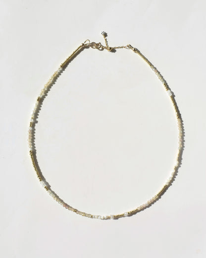 14KGF〈Earthing beads necklace〉Zircon