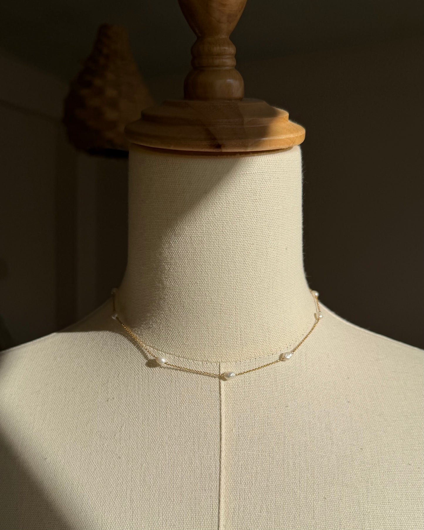 14KGF〈Station Necklace〉Fresh water pearl