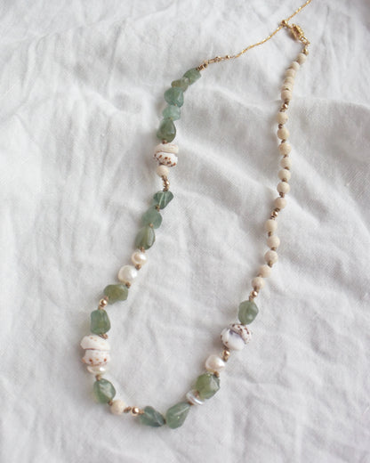14KGF〈Silk cord necklace〉Green apatite