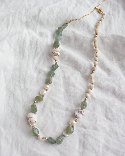 14KGF〈Silk cord necklace〉Green apatite