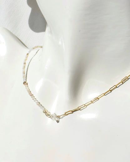 14KGF〈Herkimar diamond half chain 〉Necklace-Opal-