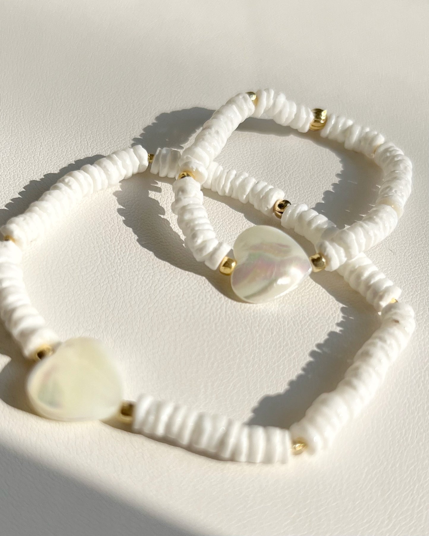 〈Rubber bracelet〉MOP Heart -Shell- "For Mommy & Little girl SET"