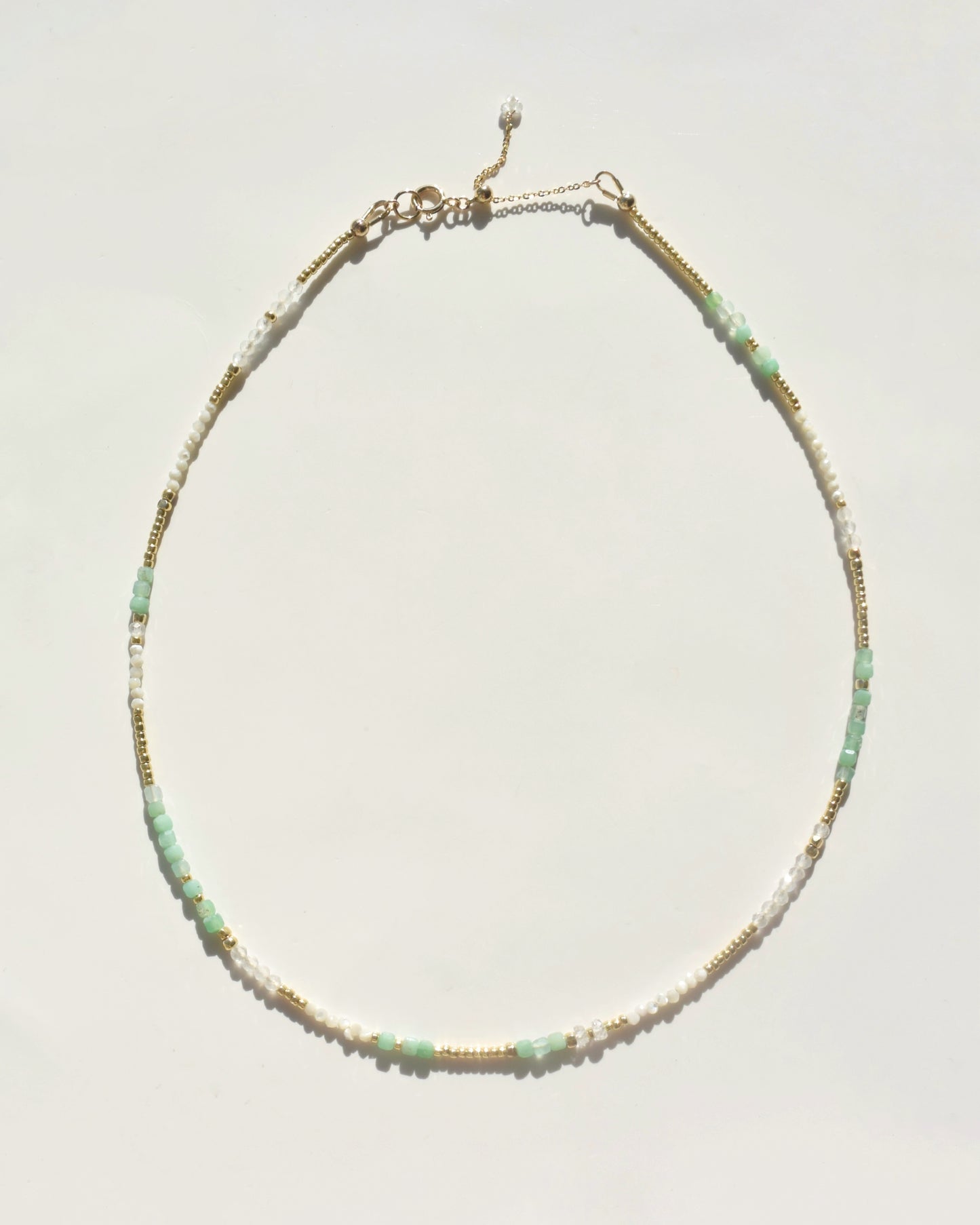 14KGF〈Earthing beads necklace〉Emerald×MOP