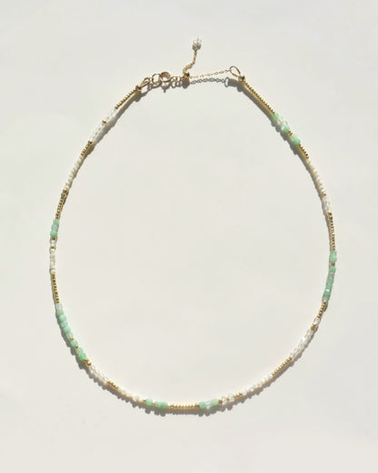 14KGF〈Earthing beads necklace〉Emerald×MOP