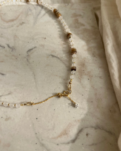 ［先行販売プライス］14KGF〈Earthing beads necklace〉Rainbow moonstone