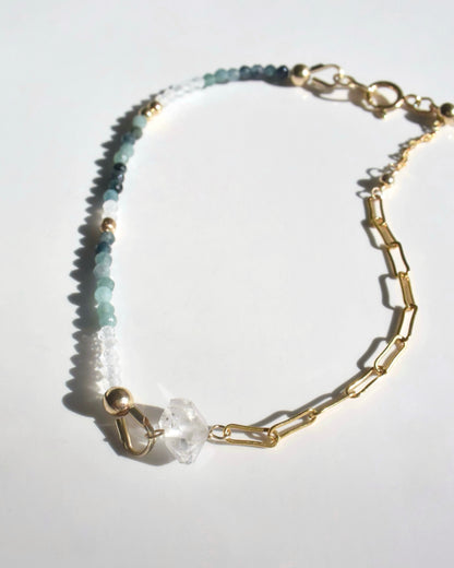 14KGF〈Herkimer diamond×Blue tourmaline〉Bracelet