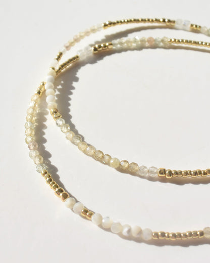 14KGF〈Earthing beads necklace〉Zircon