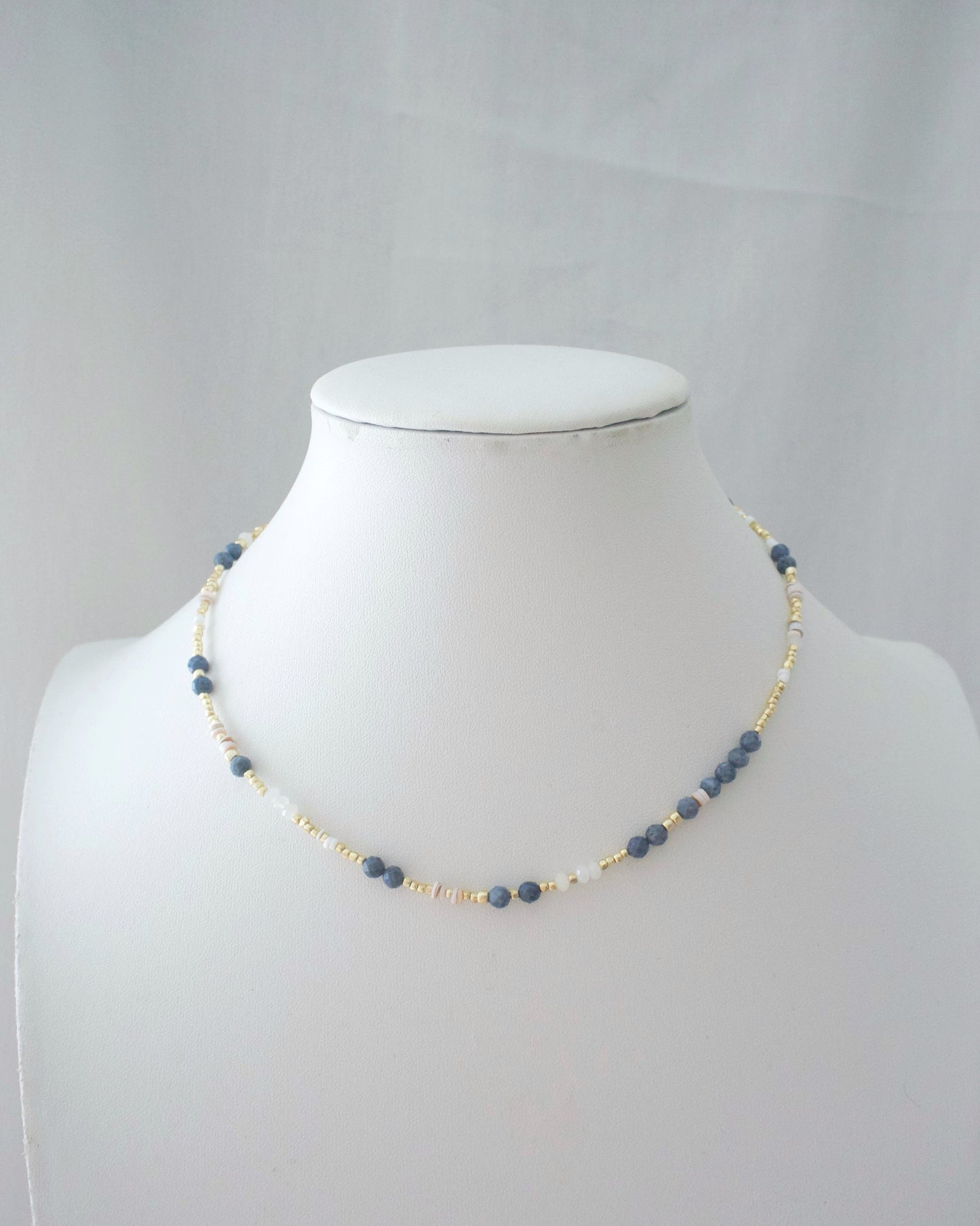 14KGF〈Earthing beads Necklace〉 Coral×White moonstone