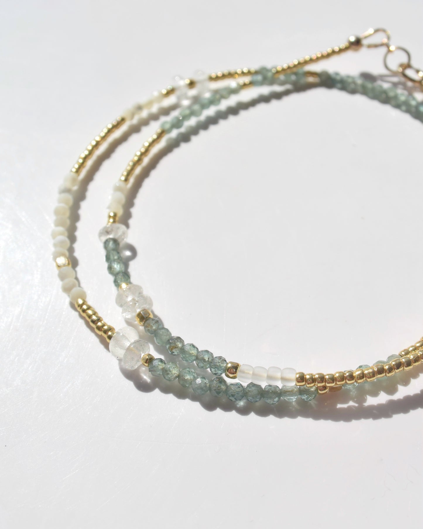 14KGF〈Earthing beads necklace〉Green apatite-A-