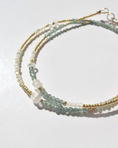 14KGF〈Earthing beads necklace〉Green apatite-A-