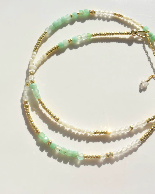 14KGF〈Earthing beads necklace〉Emerald×MOP