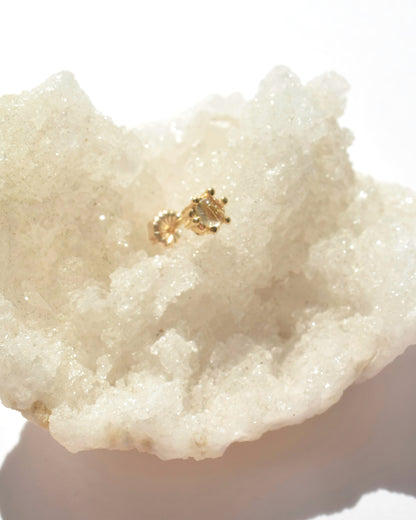 K18plating〈Stone stud earring〉Rutile quartz