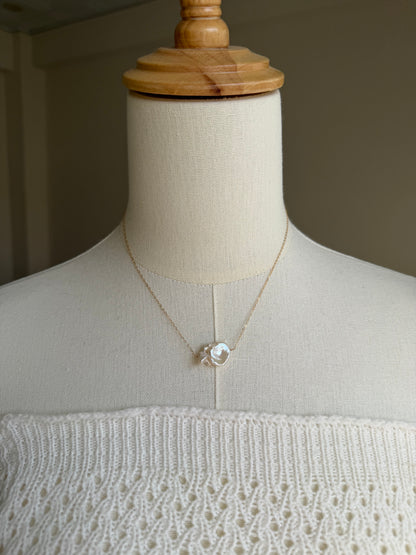 14KGF〈Floating Pearl-Necklace-〉Fresh water pearl