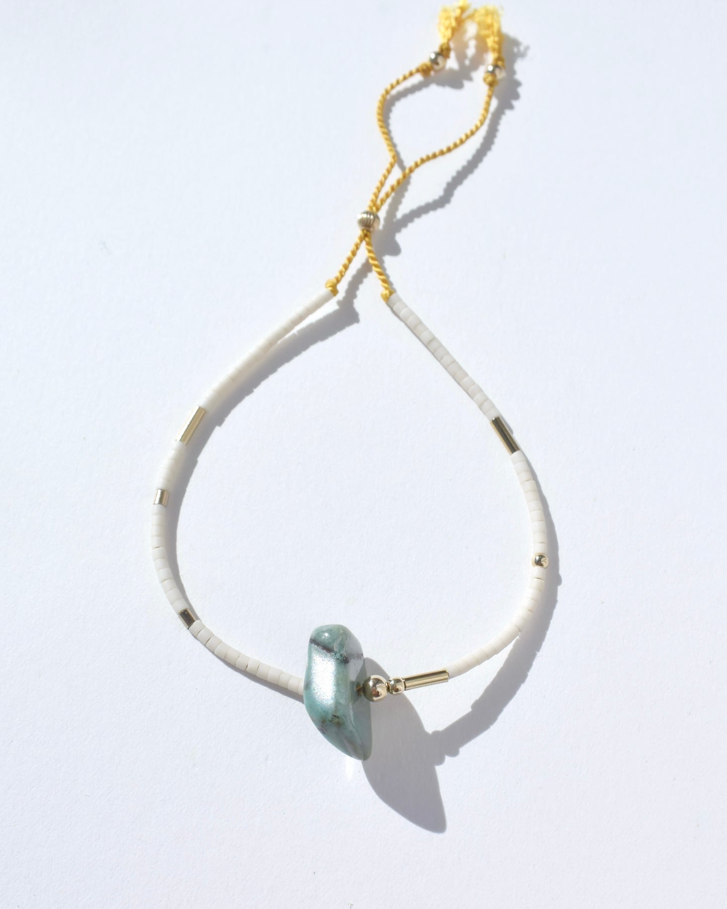 14KGF〈Silk cord Bracelet〉Chrysocolla/Yellow