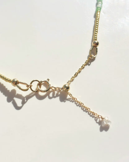 14KGF〈Earthing beads necklace〉Emerald×MOP