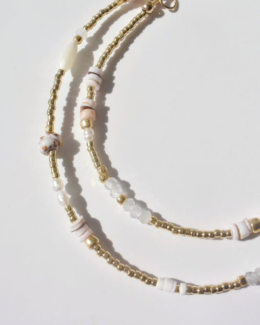 14KGF〈Earthing beads Necklace〉Shell×Pearl×Moonstone