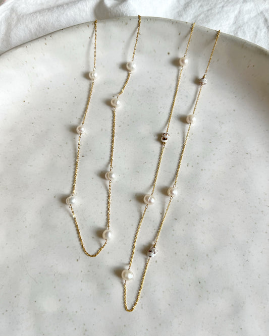 14KGF〈Station necklace〉Fresh water pearl