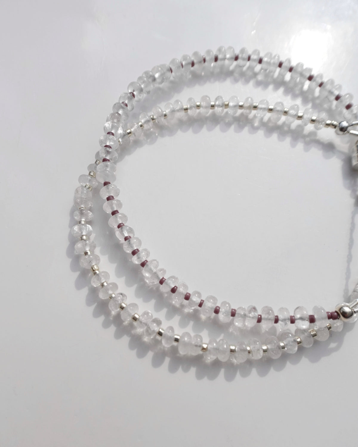 Silver〈Earthing beads necklace〉Crystal quartz