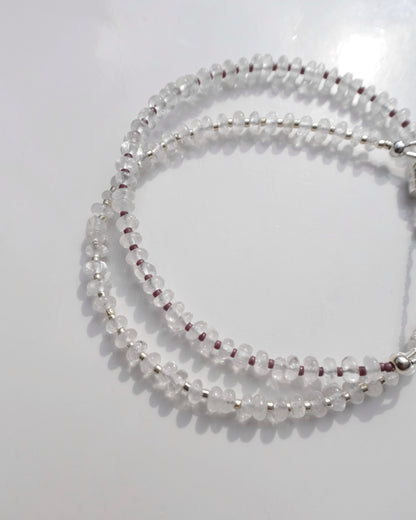 Silver〈Earthing beads necklace〉Crystal quartz