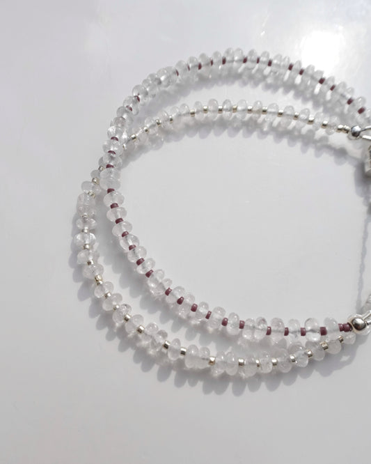 Silver〈Earthing beads necklace〉Crystal quartz