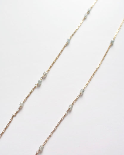 14KGF〈Station necklace〉Blue zircon