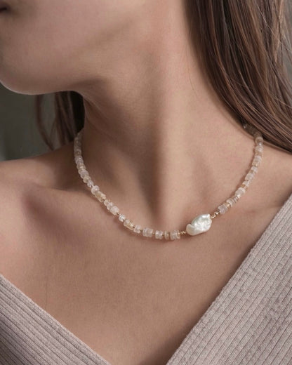 14KGF〈Earthing beads necklace〉Rutile quartz