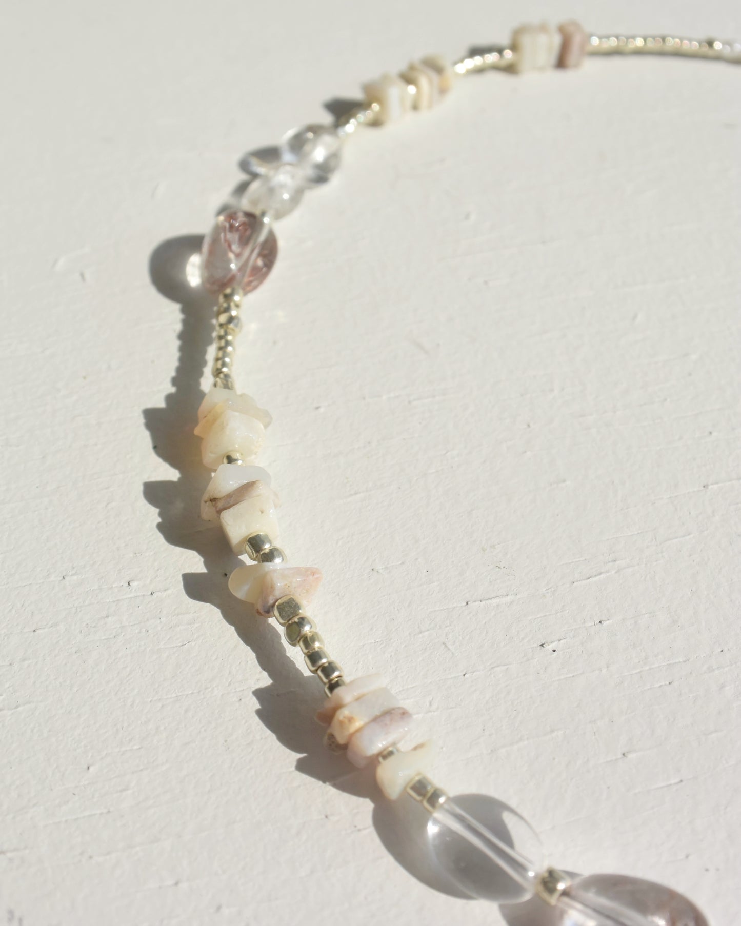 Silver〈Earthing beads necklace〉Rutile quartz&Opal