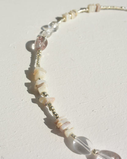 Silver〈Earthing beads necklace〉Rutile quartz&Opal