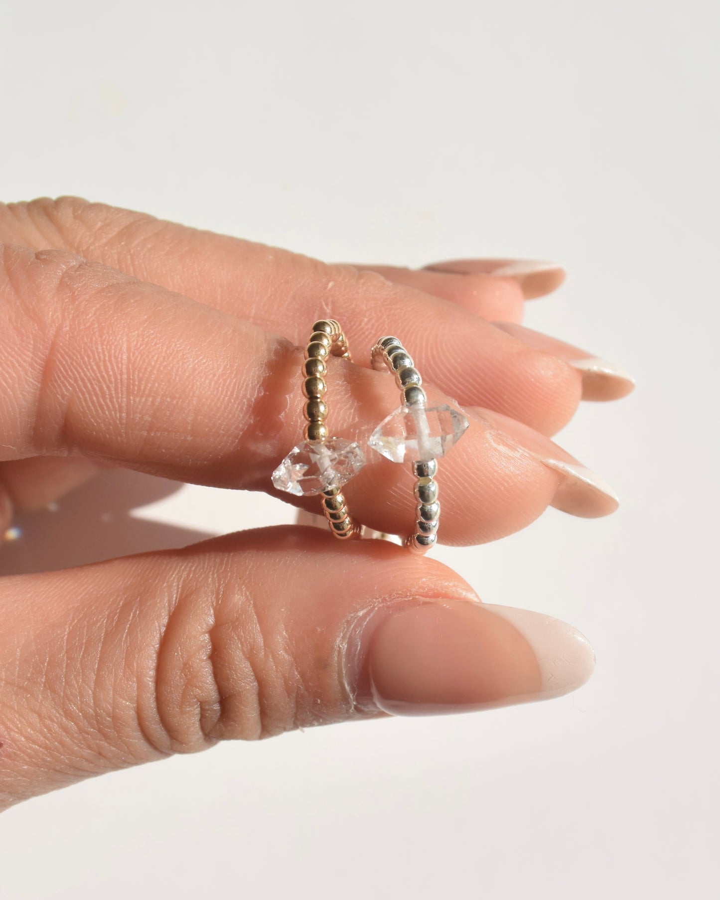 14KGF&Silver〈Herkimer diamond〉Ring