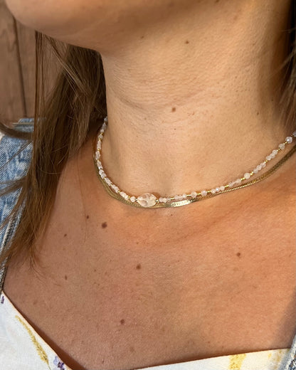 14KGF〈Eathing beads necklace〉Rainbow Moonstone