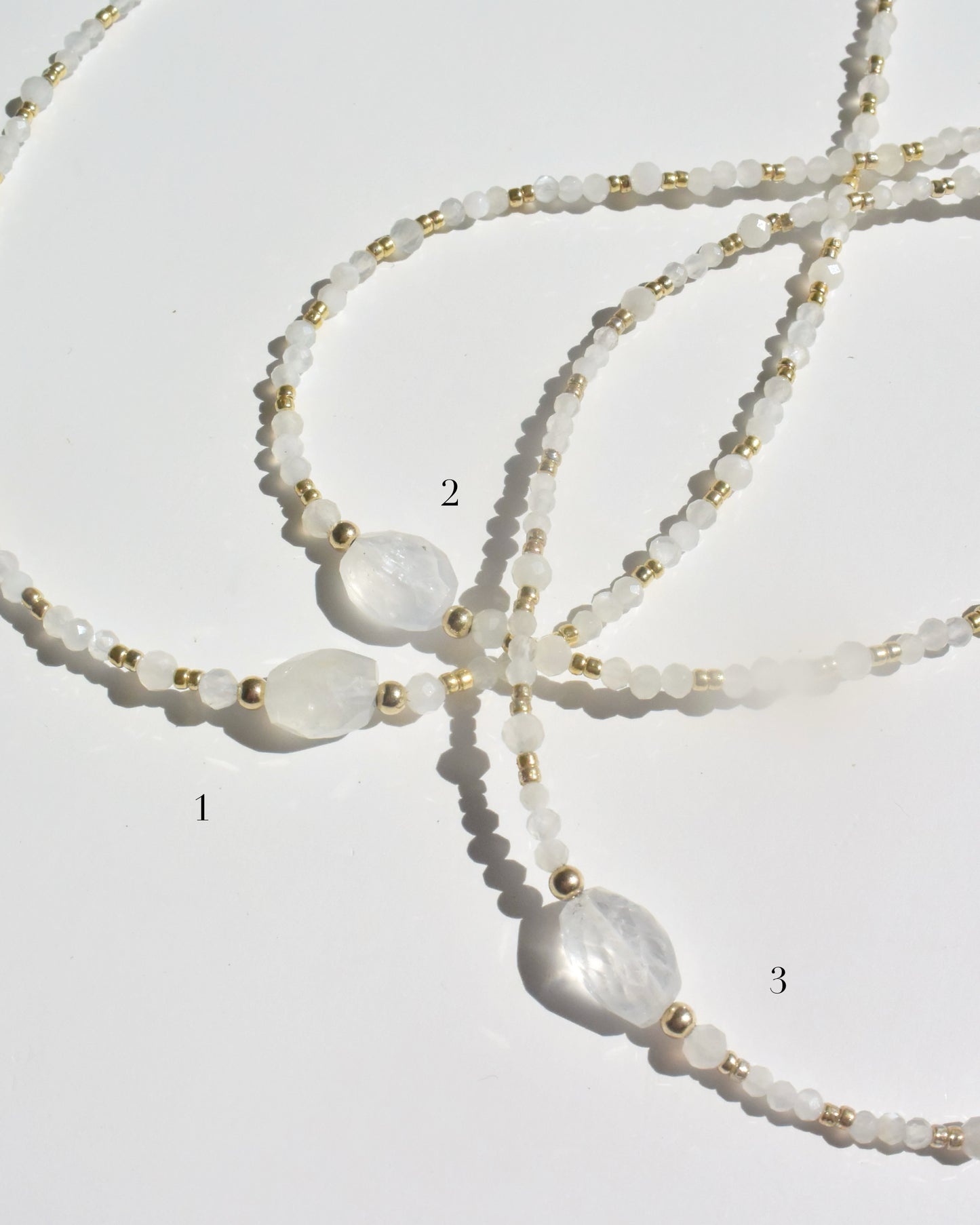 14KGF〈Eathing beads necklace〉Rainbow Moonstone