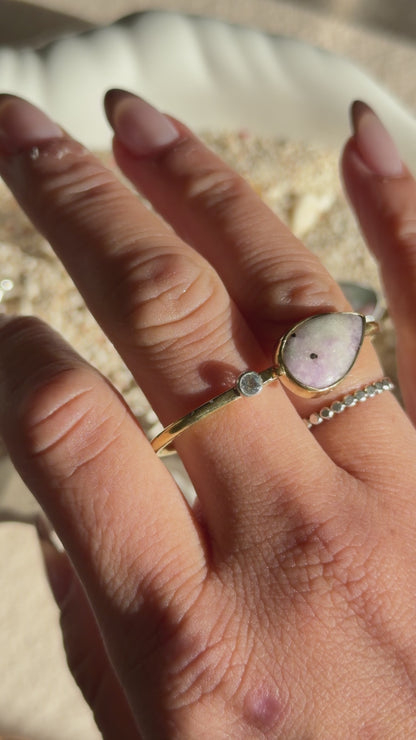Brass＆Silver〈Two finger ring〉Hackmanite in matrix