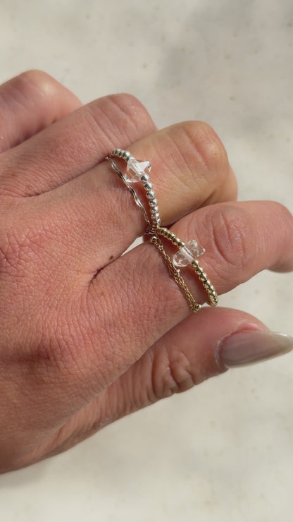 14KGF&Silver〈Herkimer diamond〉Ring