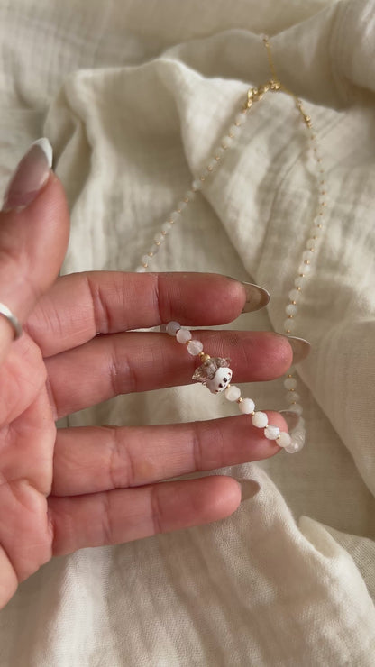 ［先行販売プライス］14KGF〈Earthing beads necklace〉White moonstone