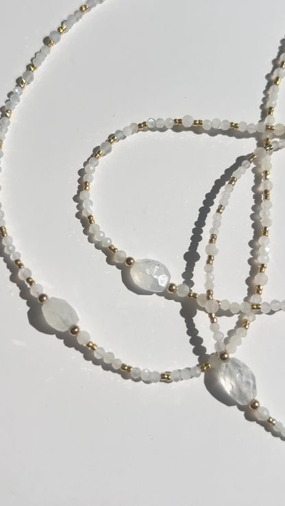 14KGF〈Eathing beads necklace〉Rainbow Moonstone